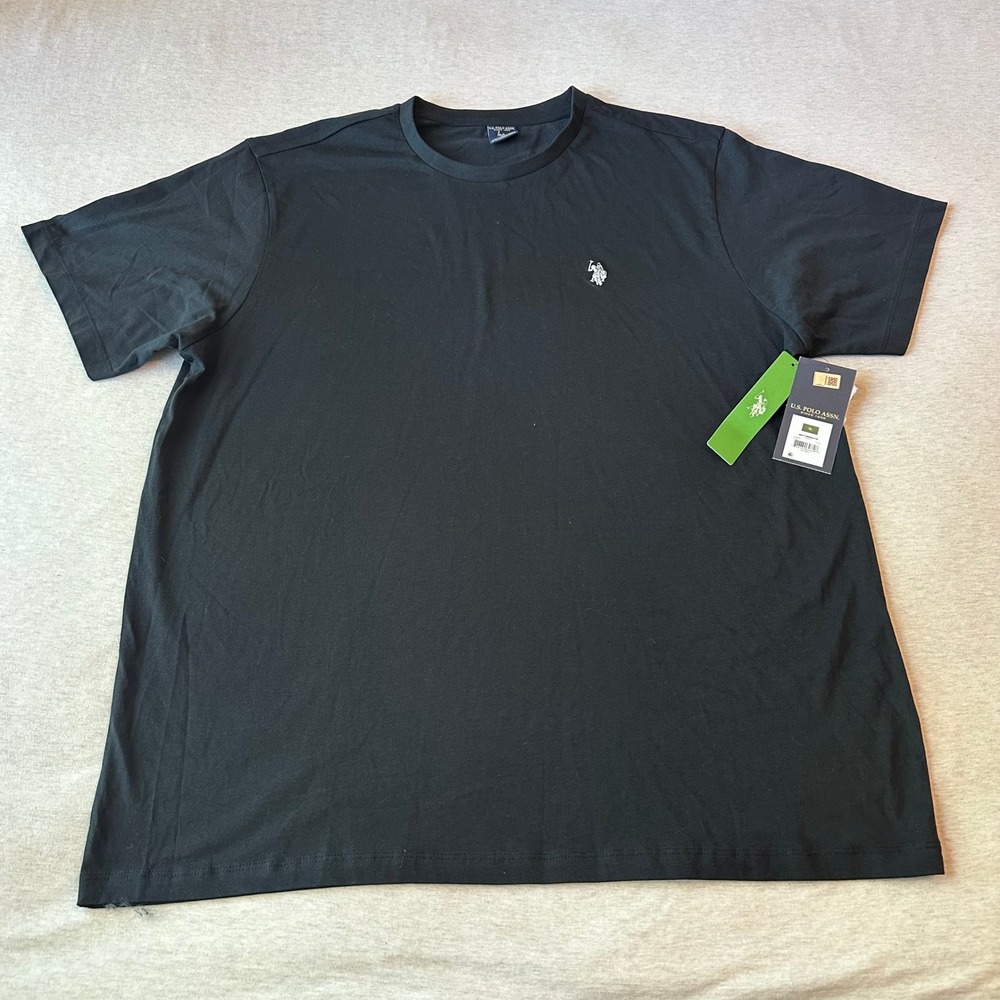 US Polo Assn Mens Crewneck T-Shirt Black Short Sleeve Logo Tee XL New With Tags
